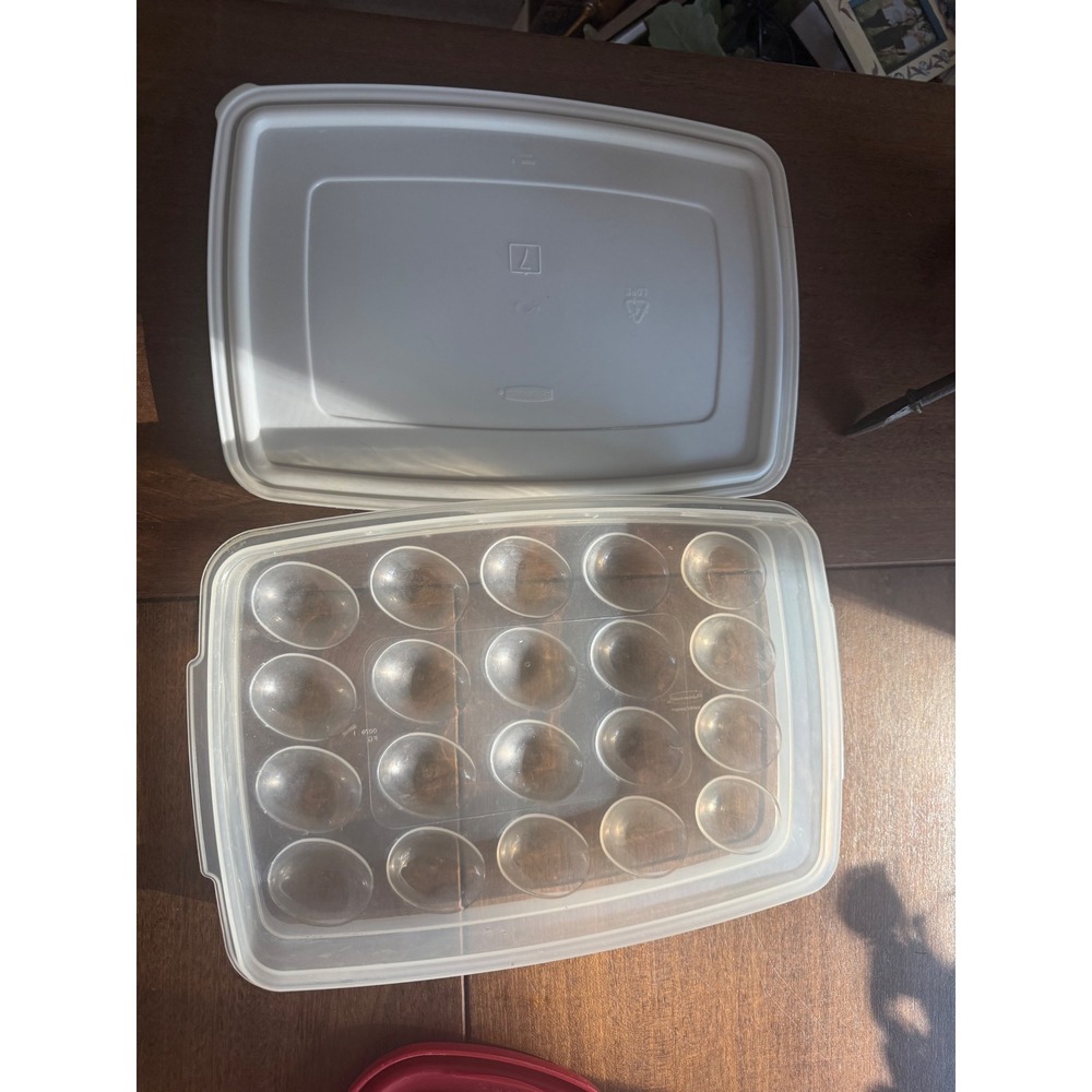 Rubbermaid vintage Deviled Egg Keeper Storage Tray 20 Egg Holder Clear